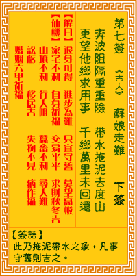 觀音靈籤第七籤 : 蘇娘走難