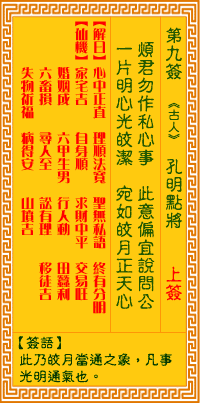 觀音靈籤 第九籤: 孔明點將