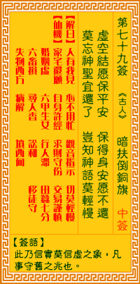 觀音靈籤 第七十九籤: 暗扶倒銅旗