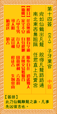 觀音靈籤 第十四籤: 子牙棄官