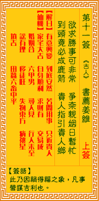 觀音靈籤 第十一簽: 書薦姜維