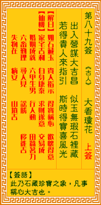 觀音靈籤 第八十九籤: 智服姜維