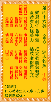 觀音靈籤 第四六籤: 渭水釣魚