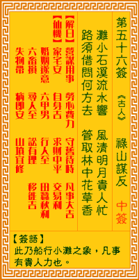 觀音靈籤 第五十六籤: 祿山謀反
