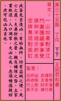 關帝靈籤 第三十五籤 丁戊 下下