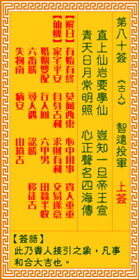 觀音靈籤 第八十籤: 智遠投軍
