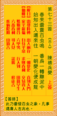 觀音靈籤 第六十七籤: 金精試竇兒