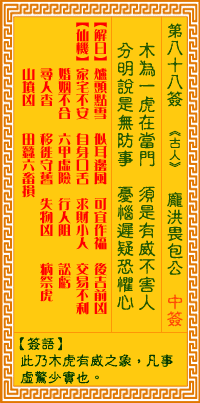 觀音靈籤 第八十八籤: 龐洪畏包公