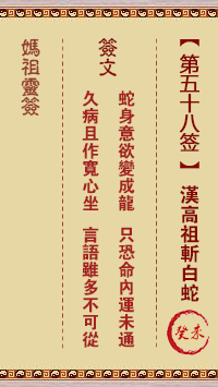 媽祖靈籤第五十八籤：癸未○○●　○●●屬木
