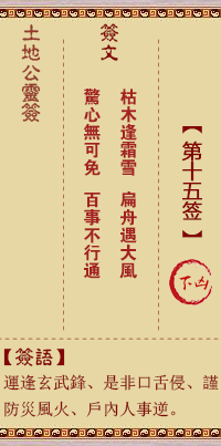 土地公靈籤 第拾伍籤 下凶