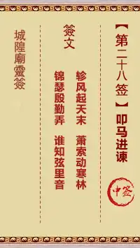 城隍爺靈籤 第廿八首 叩馬進諫 中籤