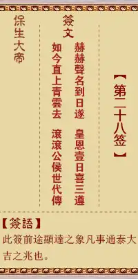 保生大帝靈籤第二十八籤