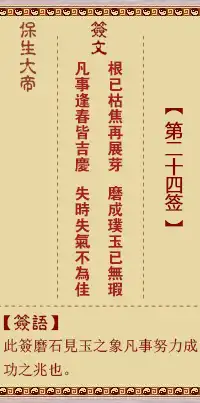 保生大帝靈籤第二十四籤