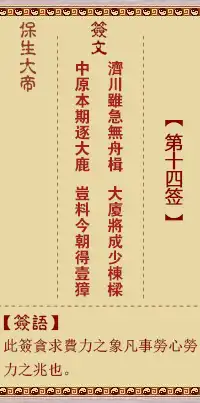 保生大帝靈籤第十四籤