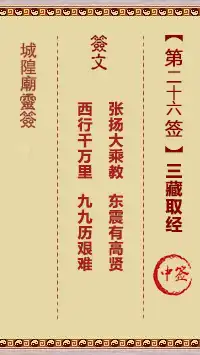 城隍爺靈籤 第廿六首 三藏取經 中籤